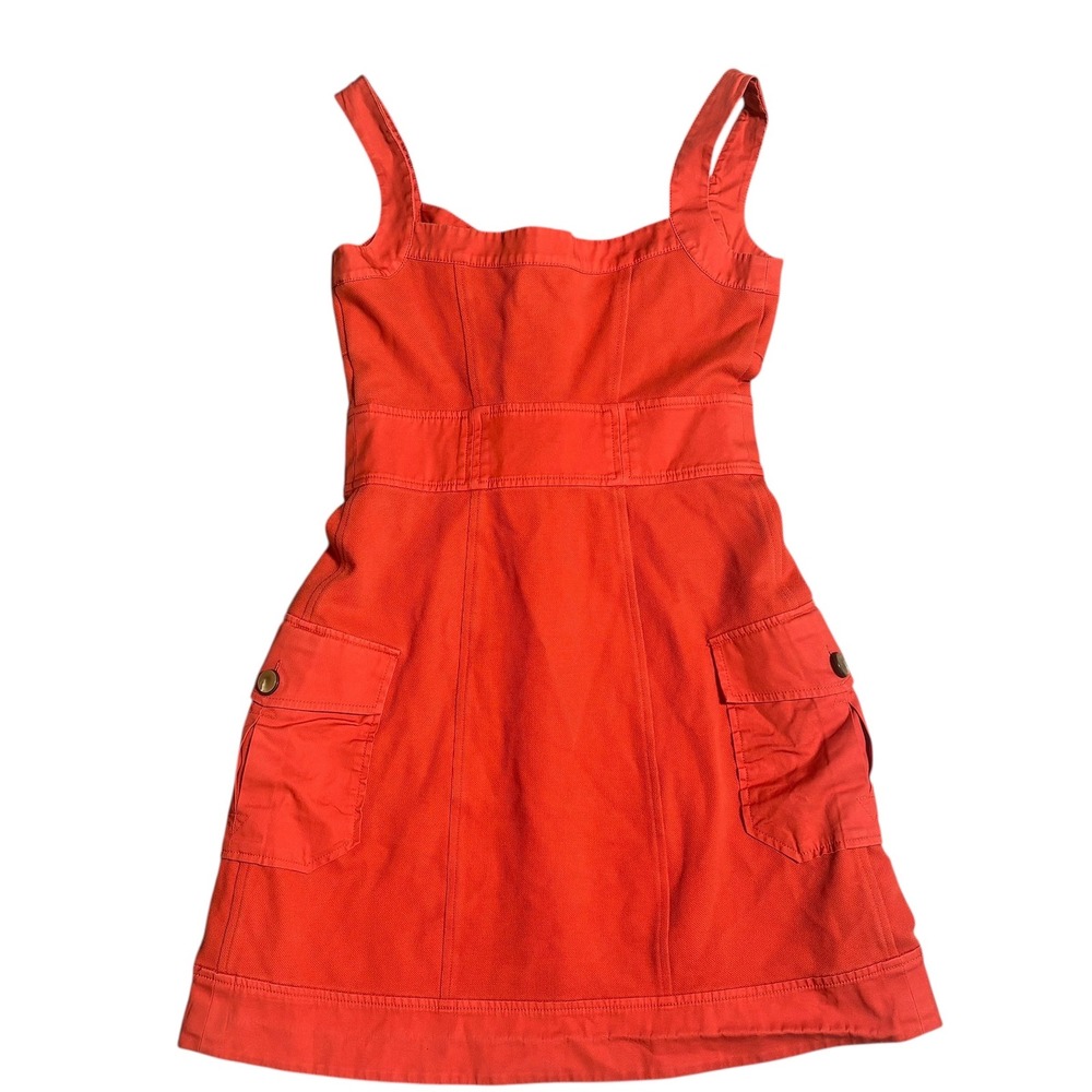 Diane‎ Von Furstenberg Orange Button Front Belted Cargo Dress Size 4 - Picture 7 of 7